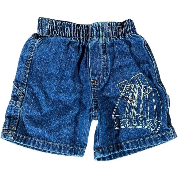 50 Fifty Y2K Embroidered Baggy Baby Cargo Denim Shorts - Picture 1 of 4